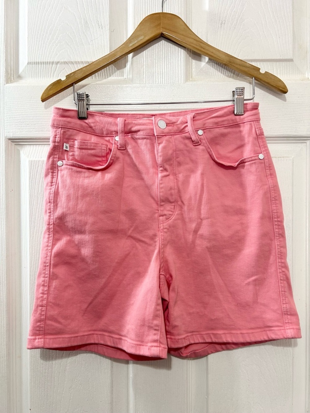 Judy Blue Tummy Control Bubblegum Pink High-Rise Denim Bermuda Shorts Size XL